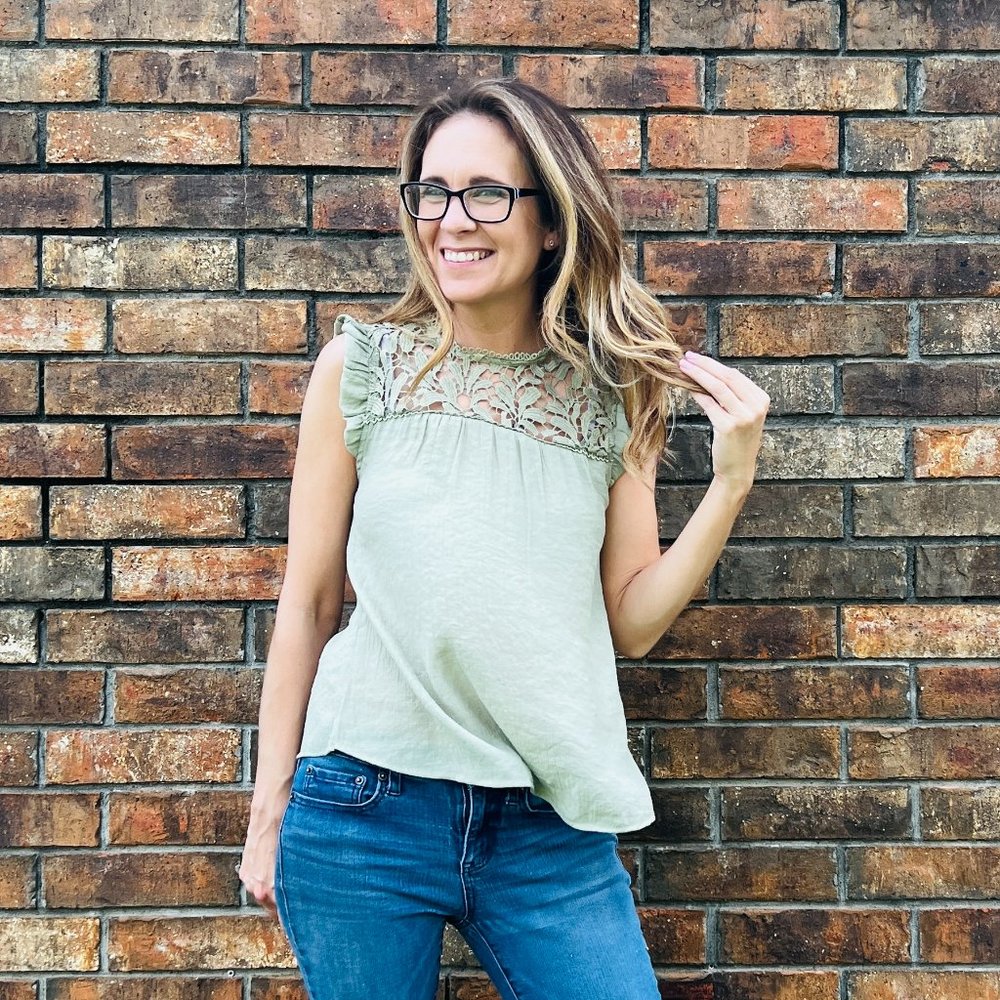 Olive Lace Sleeveless Top